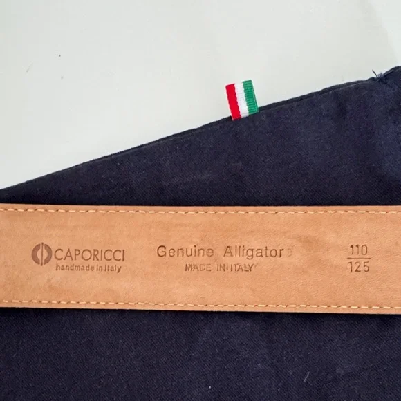 Caporicci genuine real alligator 🐊 Brown Belt with Gold Buckle. 🇮🇹